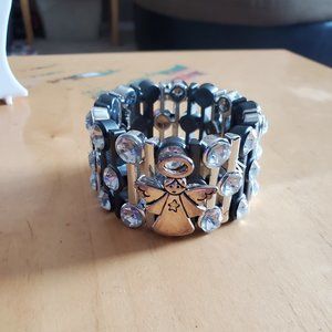 Plastic 2 Tone Gray Angel Stretch Bracelet Holiday